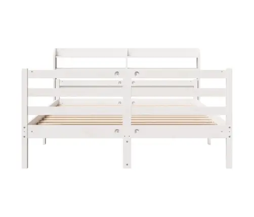 Gultas Rāmis Ar Galvgali Bez Matrača, Balts, 140X200 Cm Vidaxl