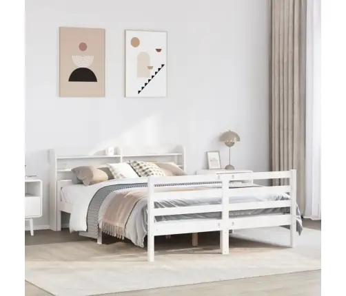 Gultas Rāmis Ar Galvgali Bez Matrača, Balts, 140X200 Cm Vidaxl