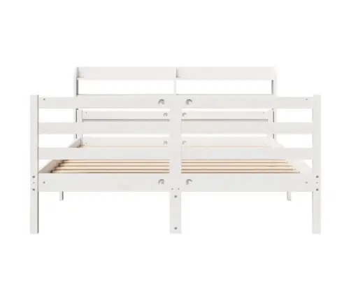 Voodiraam Peatsiga, Valge, 150 X 200 cm Männipuit