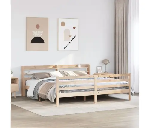 Gultas Rāmis Ar Galvgali, 200X200 Cm, Priedes Masīvkoks Vidaxl