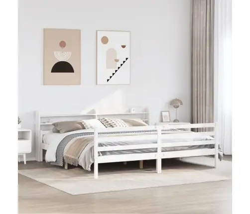 Gultas Rāmis Ar Galvgali Bez Matrača, Balts, 200X200 Cm Vidaxl