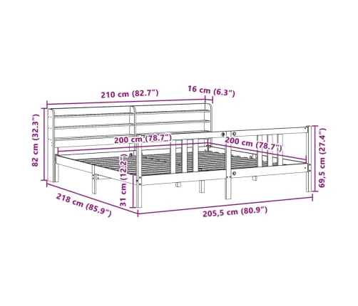 Gultas Rāmis Ar Galvgali Bez Matrača, Balts, 200X200 Cm Vidaxl