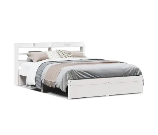 Gultas Rāmis Ar Galvgali Bez Matrača, Balts, 140X190 Cm Vidaxl