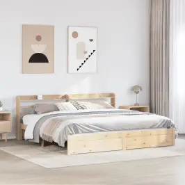 Gultas Rāmis Ar Galvgali, 200X200 Cm, Priedes Masīvkoks Vidaxl