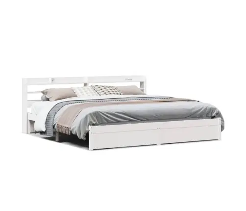 Gultas Rāmis Ar Galvgali Bez Matrača, Balts, 200X200 Cm Vidaxl