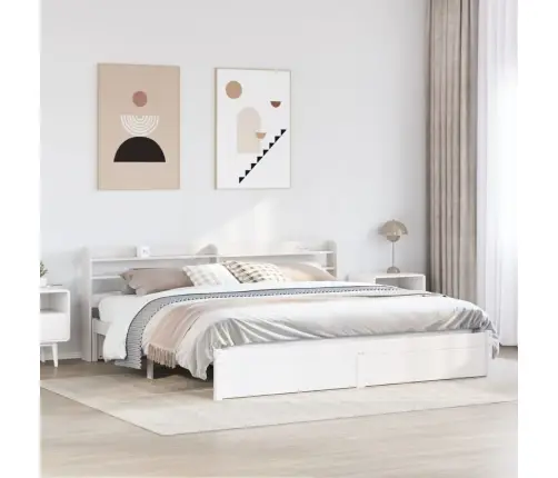 Gultas Rāmis Ar Galvgali Bez Matrača, Balts, 200X200 Cm Vidaxl