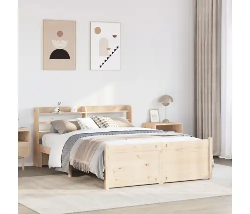 Gultas Rāmis Ar Galvgali, 150X200 Cm, Priedes Masīvkoks Vidaxl