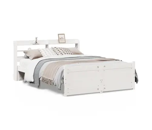 Lovos Rėmas Su Galvūgaliu, Baltas, 150X200cm Pušies Masyvas