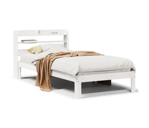 Gultas Rāmis Ar Galvgali, Balts, 75X190 Cm, Priedes Masīvkoks Vidaxl