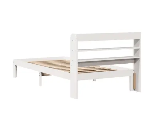 Gultas Rāmis Ar Galvgali, Balts, 75X190 Cm, Priedes Masīvkoks Vidaxl