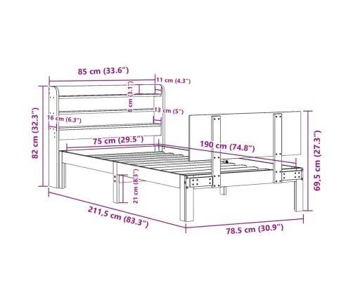 Lovos Rėmas Su Galvūgaliu, Baltas, 75X190cm Pušies Masyvas