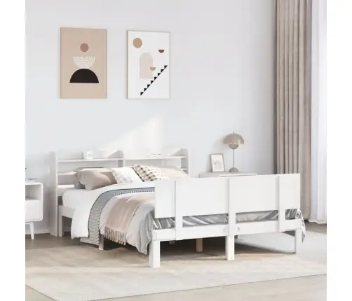 Voodiraam Peatsiga, Valge , 120 X 190 cm Männipuit