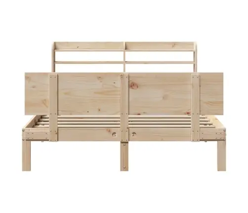 Gultas Rāmis Ar Galvgali, 140X190 Cm, Priedes Masīvkoks Vidaxl