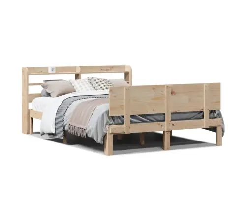 Gultas Rāmis Ar Galvgali, 120X200 Cm, Priedes Masīvkoks Vidaxl