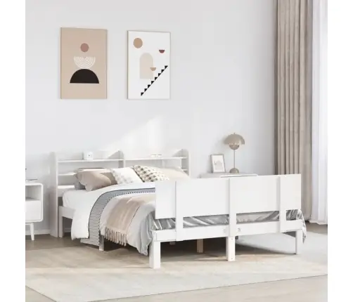 Gultas Rāmis Ar Galvgali Bez Matrača, Balts, 160X200 Cm Vidaxl