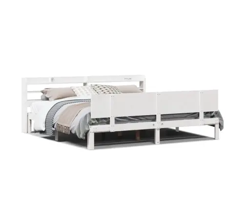 Gultas Rāmis Ar Galvgali Bez Matrača, Balts, 180X200 Cm Vidaxl