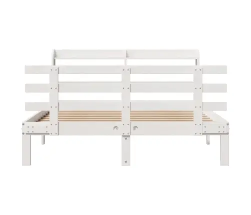 Gultas Rāmis Ar Galvgali, Balts, 120X190 Cm, Priedes Masīvkoks Vidaxl