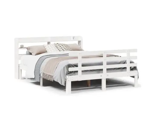 Voodiraam Peatsiga, Valge ,135 X 190 cm Männipuit