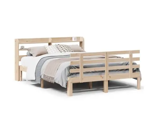 Gultas Rāmis Ar Galvgali, 140X200 Cm, Priedes Masīvkoks Vidaxl