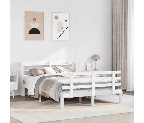 Lovos Rėmas Su Galvūgaliu, Baltas, 150X200cm Pušies Masyvas