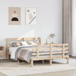 Gultas Rāmis Ar Galvgali, 160X200 Cm, Priedes Masīvkoks Vidaxl