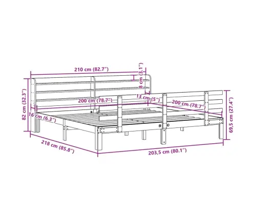 Voodiraam Peatsiga Ilma Madratsita Valge 200X200 Cm