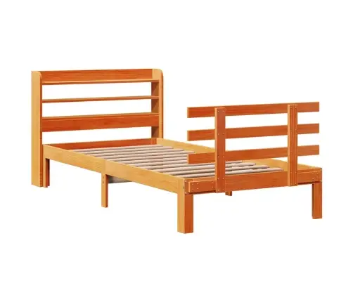 Gultas Rāmis Ar Galvgali, Vaska Brūnas, 75X190 Cm, Priede Vidaxl