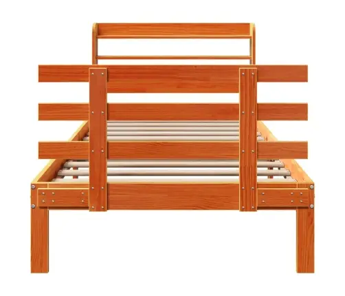 Gultas Rāmis Ar Galvgali, Vaska Brūnas, 75X190 Cm, Priede Vidaxl