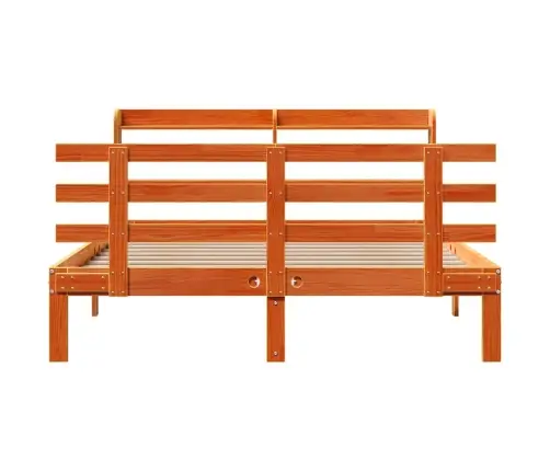 Gultas Rāmis Ar Galvgali, Vaska Brūnas, 150X200 Cm, Priede Vidaxl