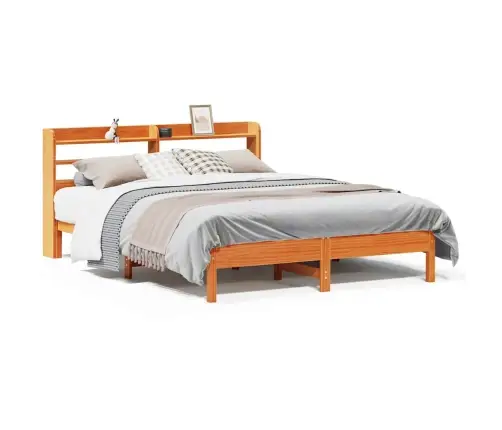 Gulta Bez Matrača, Vaska Brūnas, 140X200 Cm, Priedes Masīvkoks Vidaxl