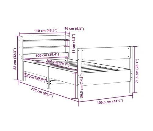 Lovos Rėmas Be Čiužinio, Baltas, 100X200cm Pušies Masyvas