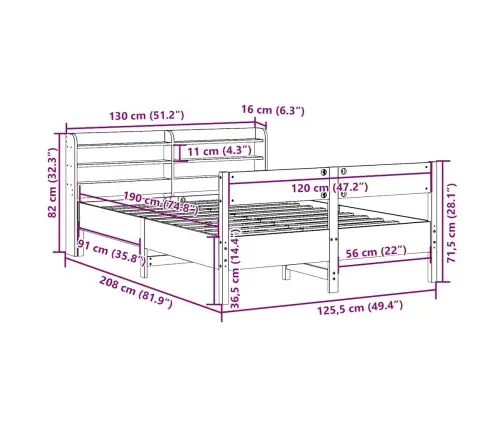 Lovos Rėmas Be Čiužinio, Baltas, 120X190cm Pušies Masyvas