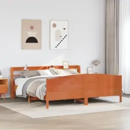 Gulta Bez Matrača, Vaska Brūnas, 180X200 Cm, Priedes Masīvkoks Vidaxl