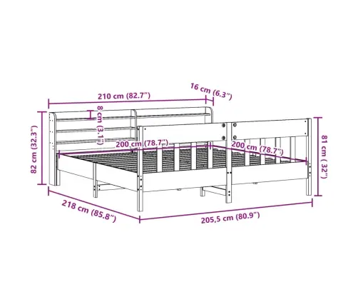 Voodiraam Ilma Madratsita, 200 X 200 cm Männipuit