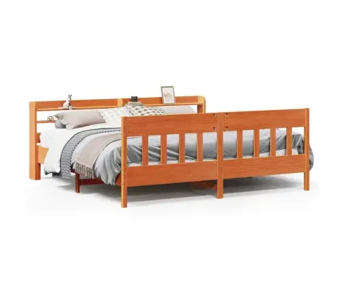 Gulta Bez Matrača, Vaska Brūnas, 200X200 Cm, Priedes Masīvkoks Vidaxl