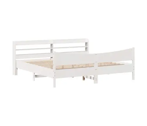 Lovos Rėmas Su Galvūgaliu, Baltas, 200X200cm Pušies Masyvas