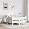 Gultas Rāmis Ar Galvgali, Balts, 140X200 Cm, Priedes Masīvkoks Vidaxl