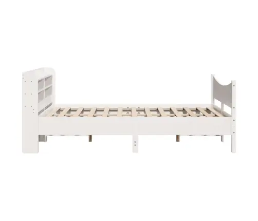 Gultas Rāmis Ar Galvgali, Balts, 120X200 Cm, Priedes Masīvkoks Vidaxl