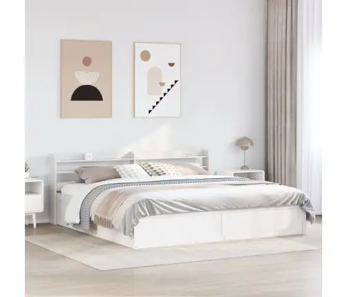 Gultas Rāmis Ar Galvgali, Balts, 180X200 Cm, Priedes Masīvkoks Vidaxl