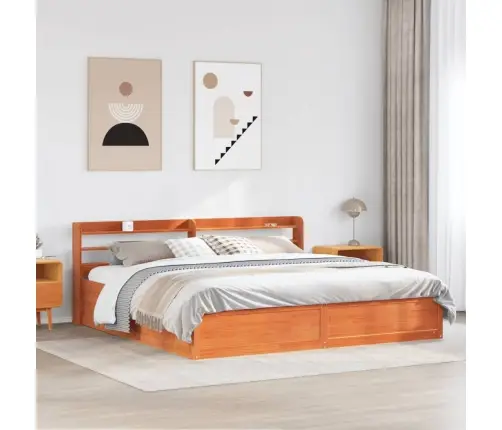 Gultas Rāmis Ar Galvgali, Vaska Brūnas, 180X200 Cm, Priede Vidaxl