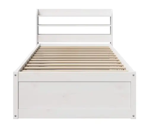 Gultas Rāmis Ar Galvgali, Balts, 100X200 Cm, Priedes Masīvkoks Vidaxl