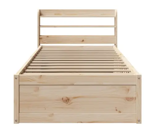 Voodiraam Peatsiga, Valge, 90 X 200 cm Männipuit