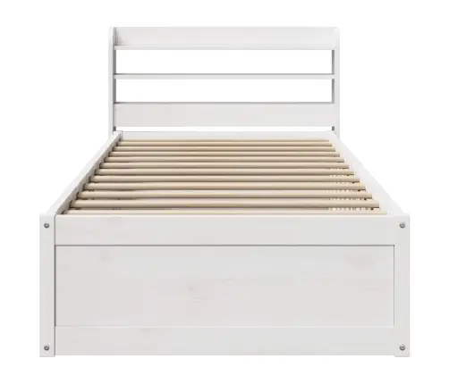 Gultas Rāmis Ar Galvgali, Balts, Priedes Masīvkoks, 90X200 Cm Vidaxl