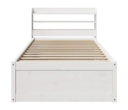 Gultas Rāmis Ar Galvgali, Balts, 90X190 Cm, Priedes Masīvkoks Vidaxl