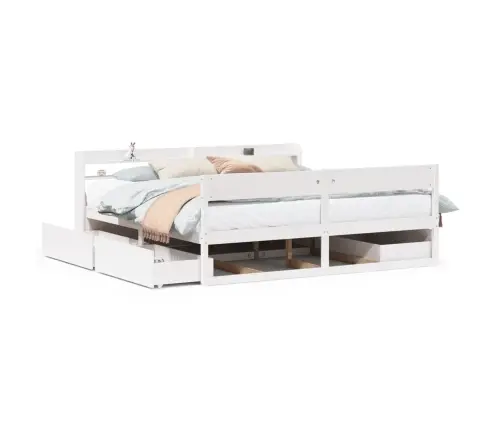 Gulta Bez Matrača, Balts, 200X200 Cm, Priedes Masīvkoks Vidaxl