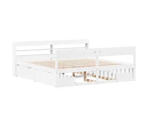 Gulta Bez Matrača, Balts, 200X200 Cm, Priedes Masīvkoks Vidaxl