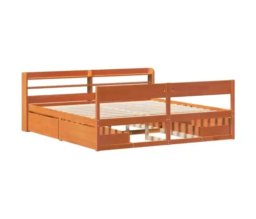 Gulta Bez Matrača, Vaska Brūnas, 200X200 Cm, Priedes Masīvkoks Vidaxl