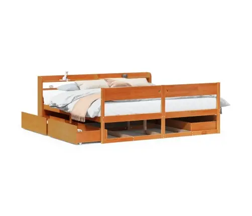 Gulta Bez Matrača, Vaska Brūnas, 180X200 Cm, Priedes Masīvkoks Vidaxl