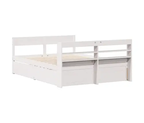 Gulta Bez Matrača, Balts, 150X200 Cm, Priedes Masīvkoks Vidaxl