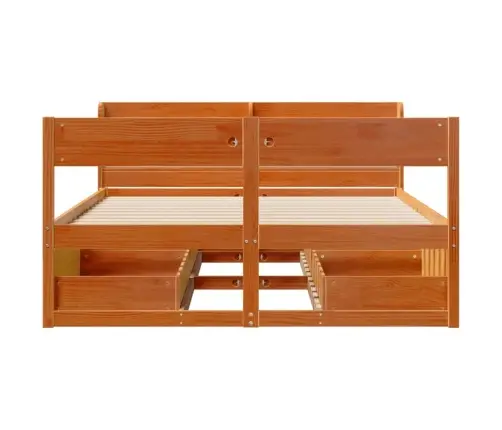 Gulta Bez Matrača, Vaska Brūnas, 120X200 Cm, Priedes Masīvkoks Vidaxl